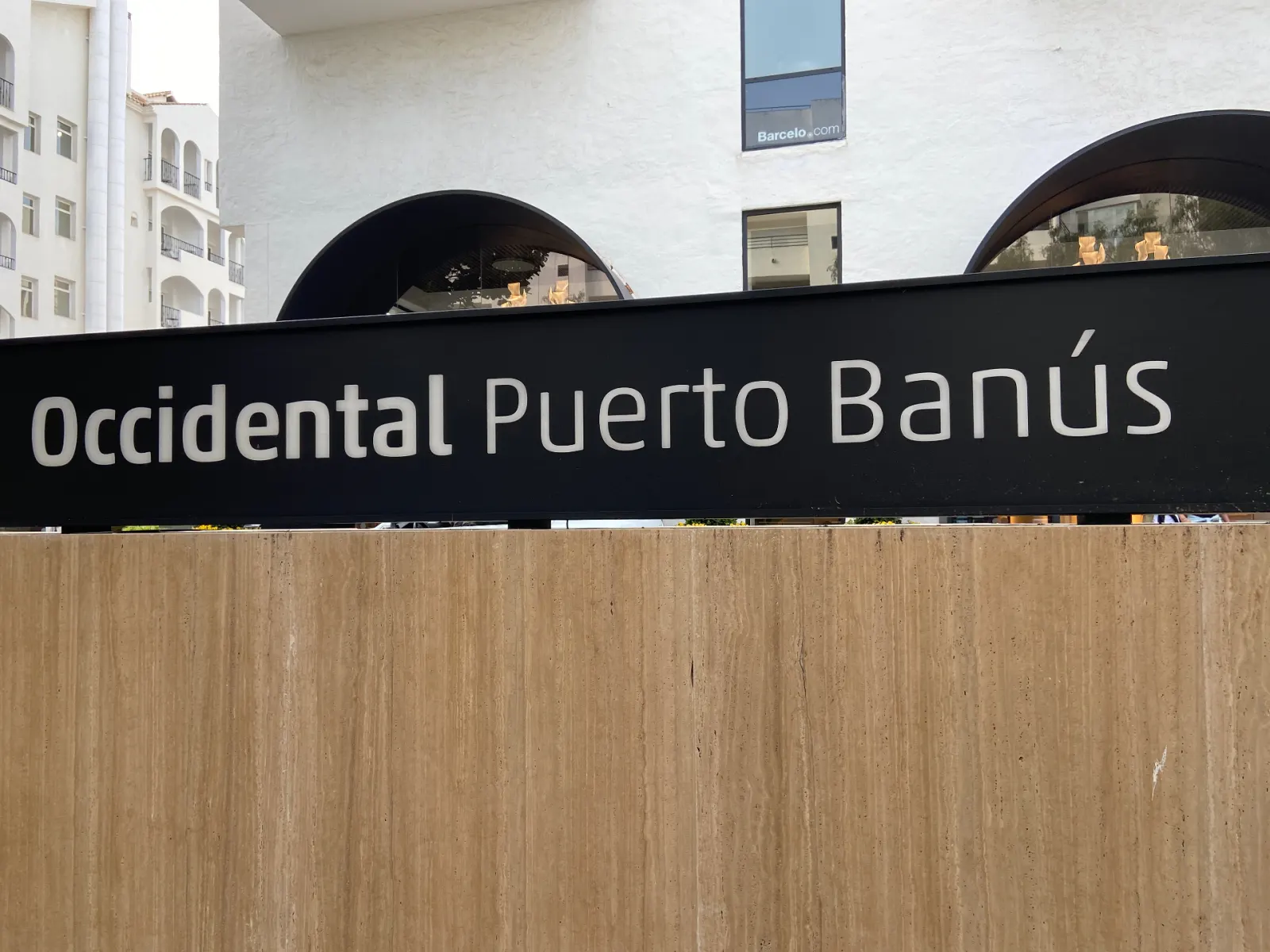 Signage of the Occidental Puerto Banús hotel, a Barceló Hotel Group property